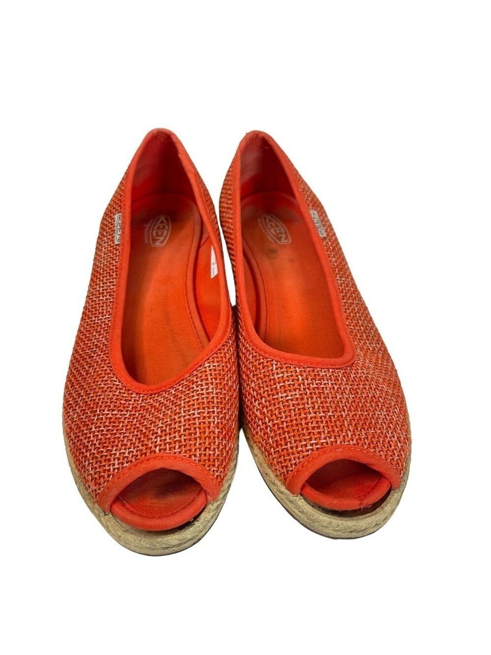 KEEN Cortona Wedge Peep Toe Shoes Orange Womens 9 Casual Comfort Summer